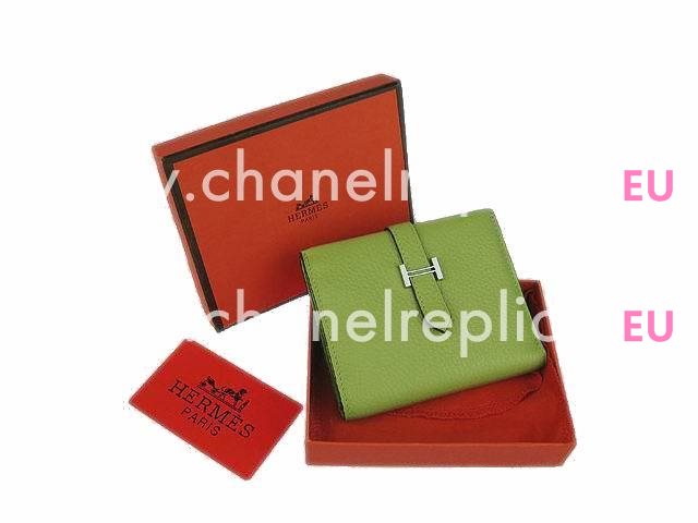 Hermes Classic Clemence Leather Purse In Green H0006F