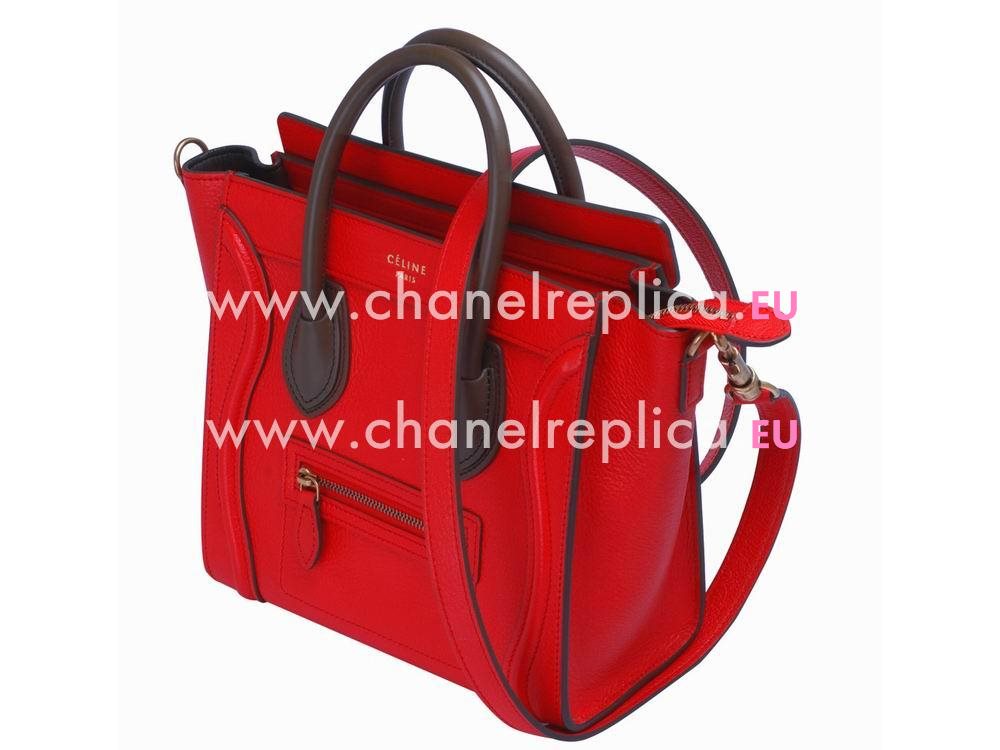 Celine Square Luggage Bubble Calfskin Nano Mini Bag Red/Black CE544544