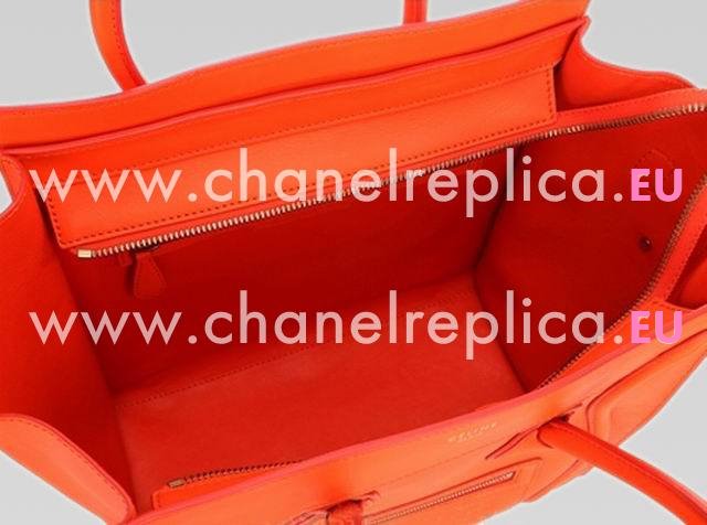 Celine Nano Luggage Meduim Size Calfskin Bag In Orange CE45175