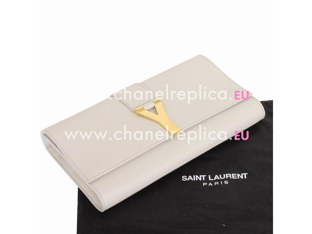 YSL Saint Leather Paris Y Calfskin Wallets In White YSL5244075