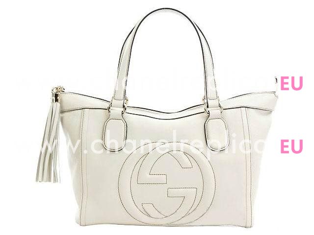 Gucci Soho Calfskin Leather Tote Bag White G367206