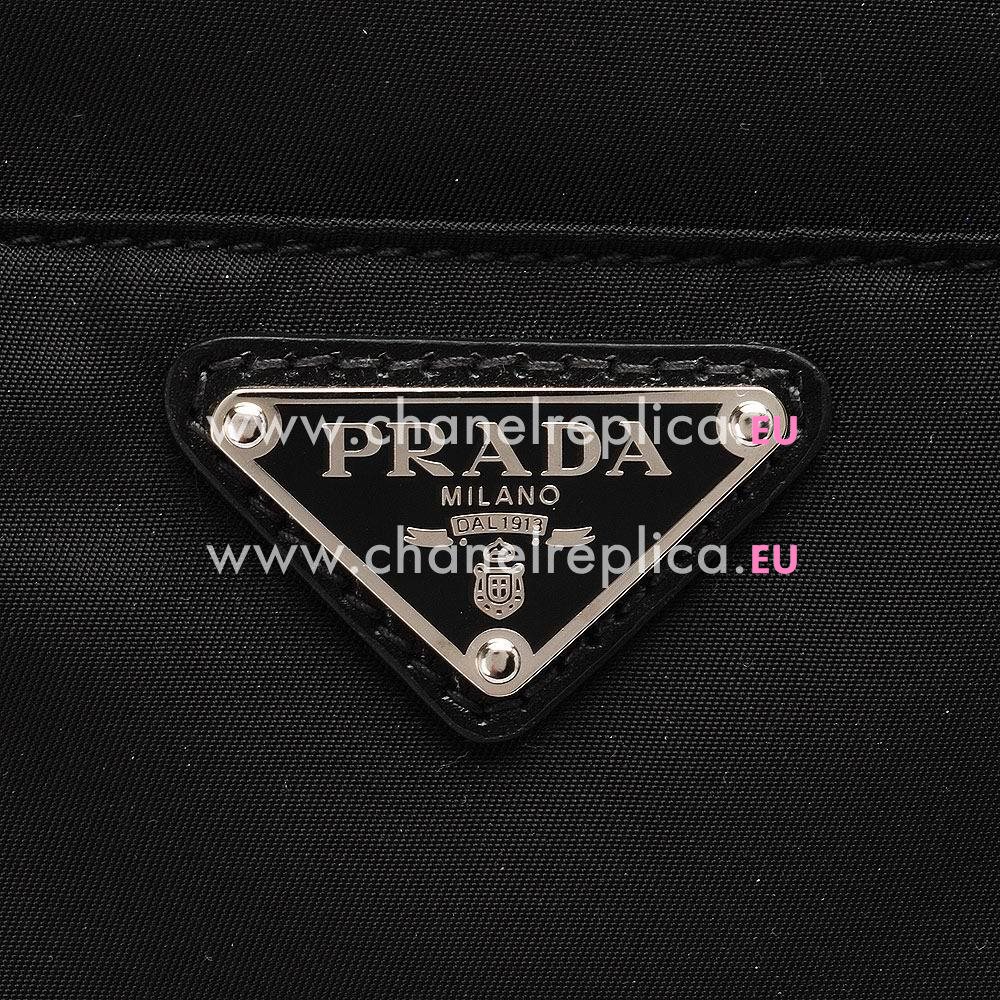 Prada Teaauto Vitel Classic Triangle Logo Nylon Handle/Shoulder Bag Black PR61018026