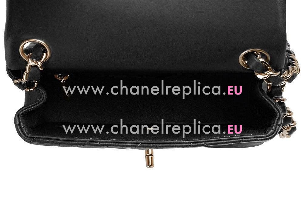 Chanel Mini Coco 2.55 Lambskin Flap Bag Black(Gold) A35222