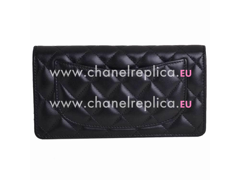 Chanel Classic CC Lambskin Long Wallet Black Gold A59961