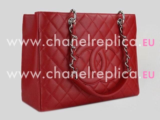 Chanel Classic Caviar Leather Grand Shopper Tote Bag Red A20995-81665