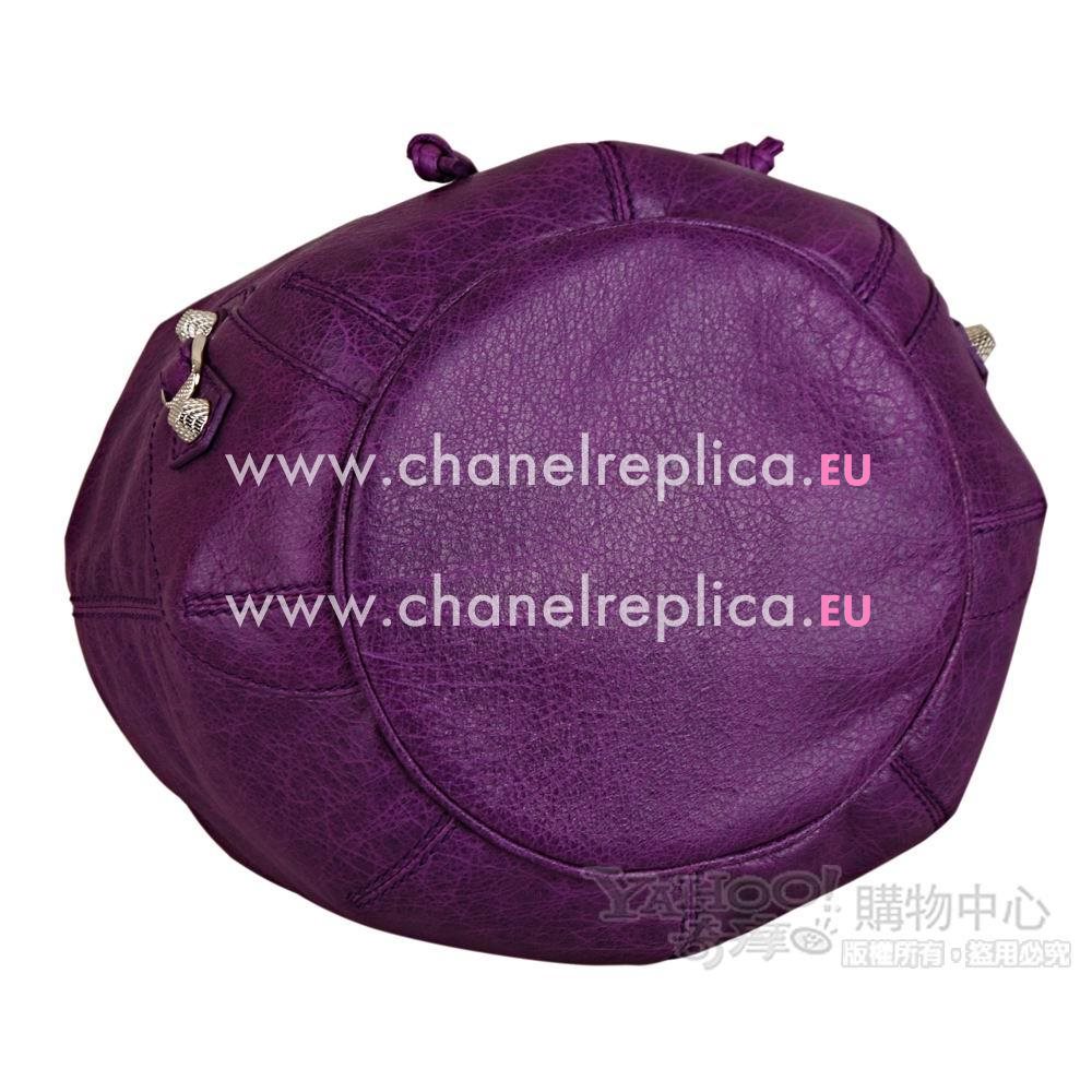 Balenciage Pompon Lambskin Silvery hardware Classic Mini Bag Purple B4839804