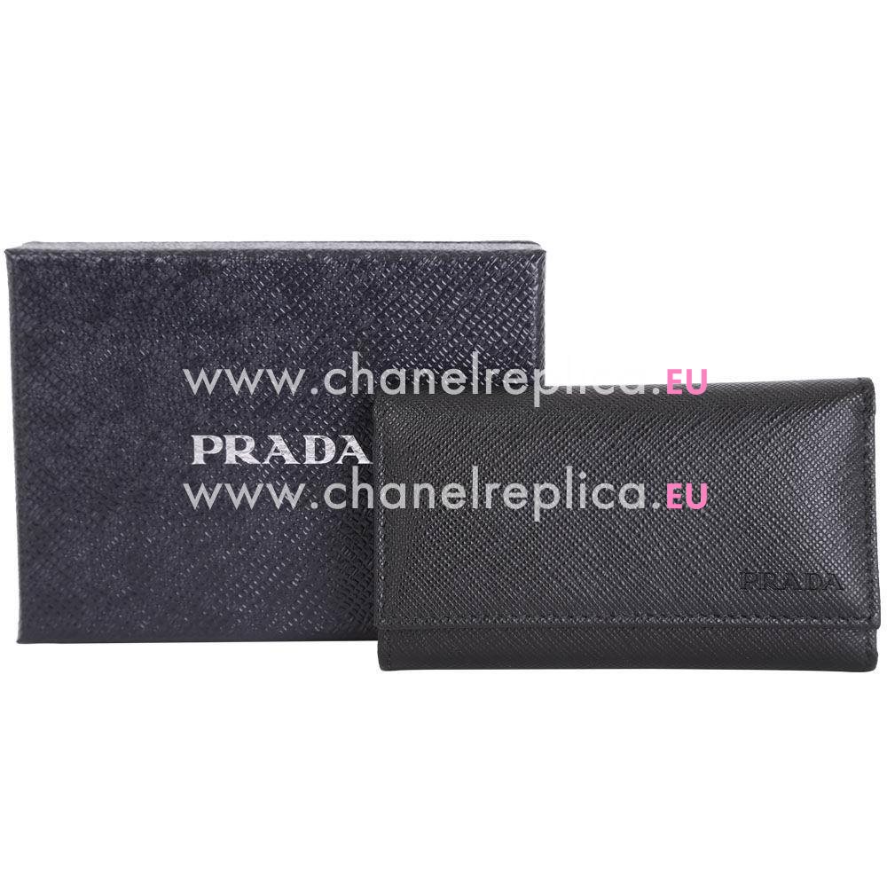 Prada Saffiano Embossing Logo Calfskin Key Bag Black P7021311