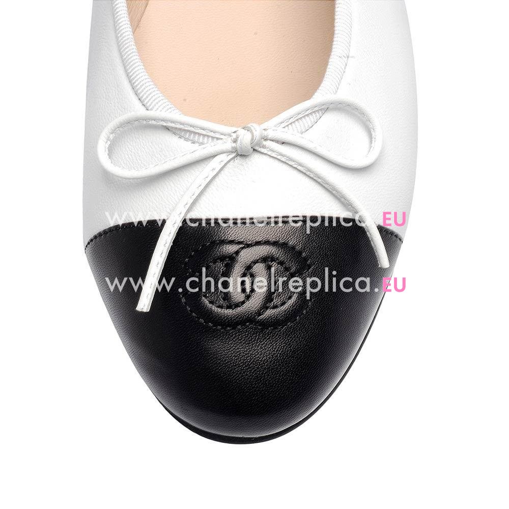 Chanel Double CC Lambskin Patent Leather Shoes In Black / White C2269485