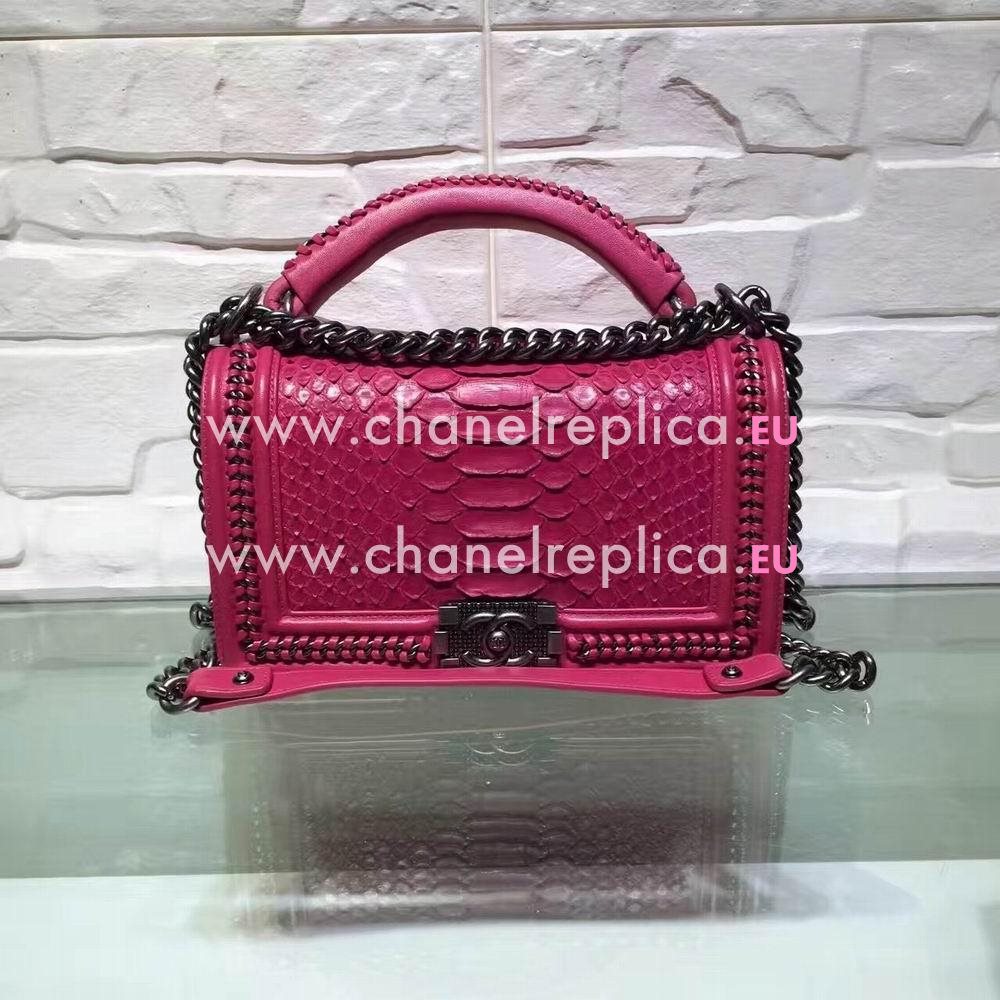 Chanel Boy Cuprum Hardware South Africa Python Skin Pink/Red C7032802