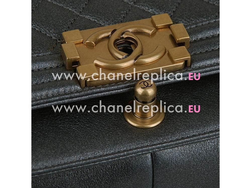 Chanel Calfskin Anti-Gold Chain 28cm Boy Bag Deep Gray A63648