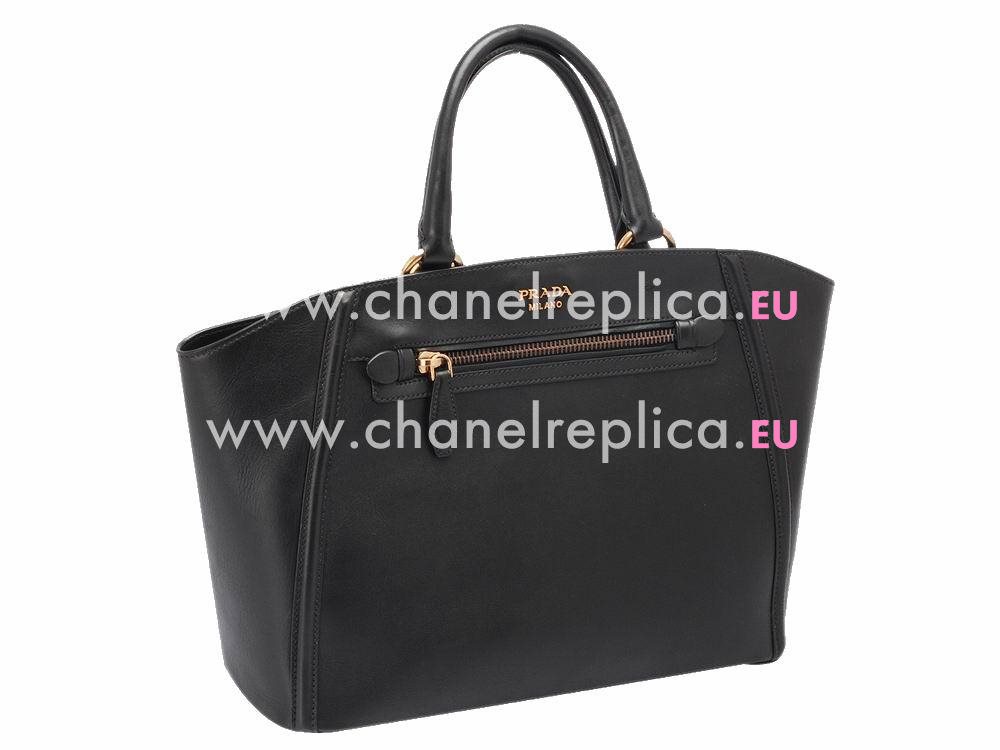 Prada City CalfSkin Triangle Logo Handbag In Black P457425