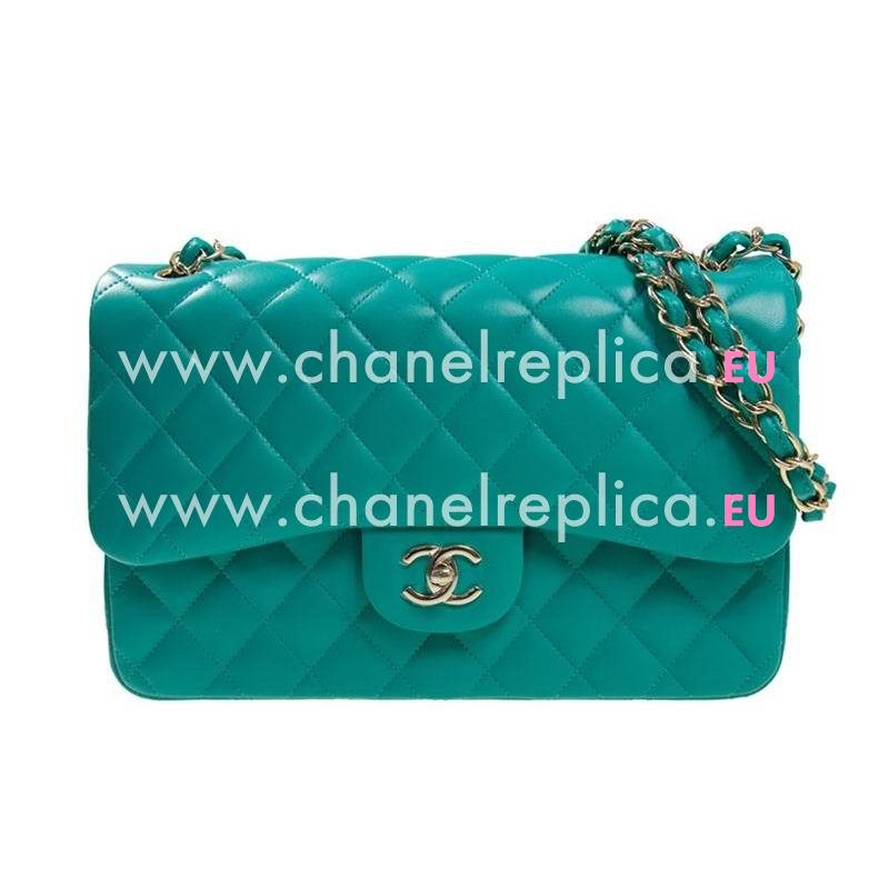 Chanel Lambskin Leather Coco Flap Jumbo Bag Gold Chain Lake Blue A58600LLAGGP