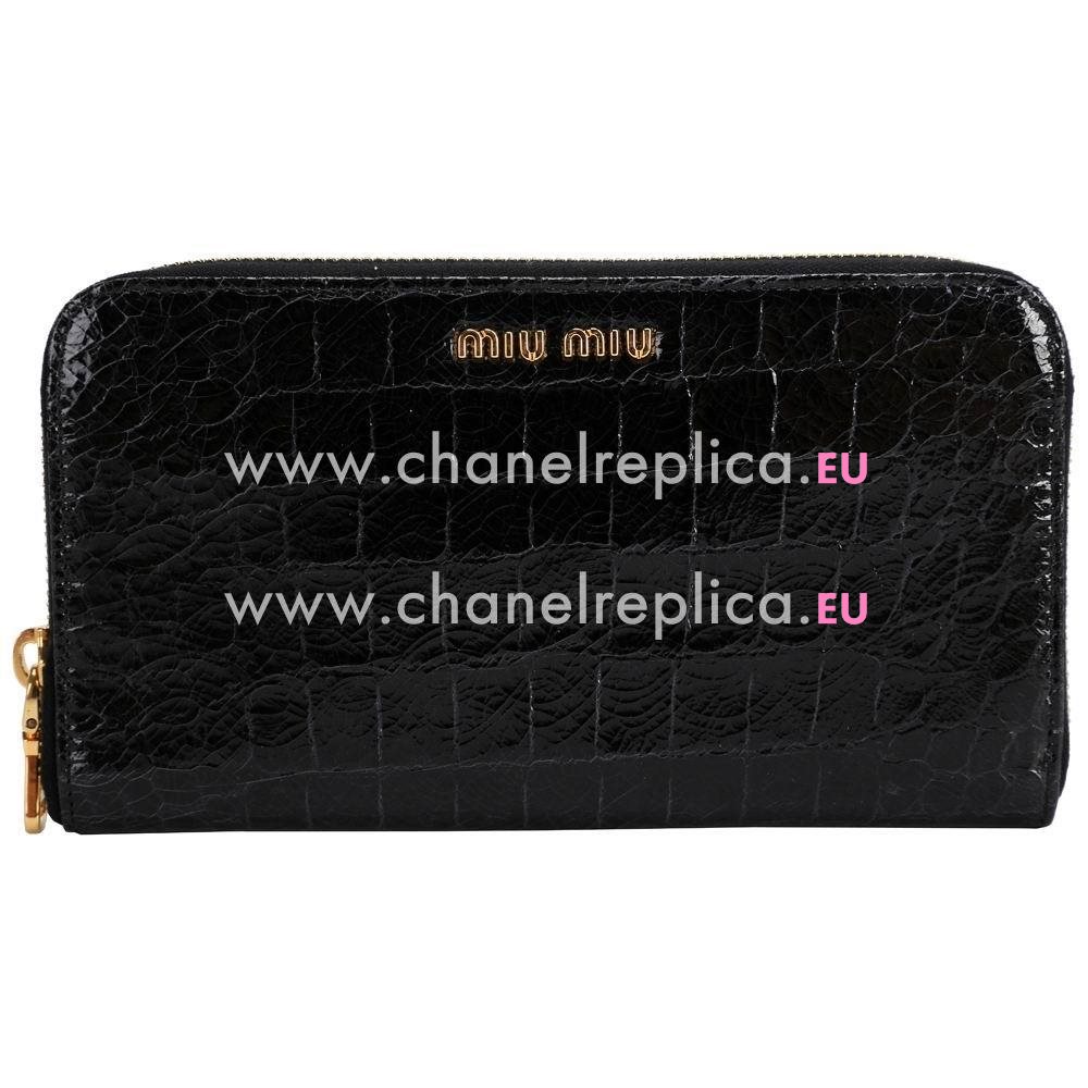 Miu Miu Crocodile Wallet In Black MM5111332
