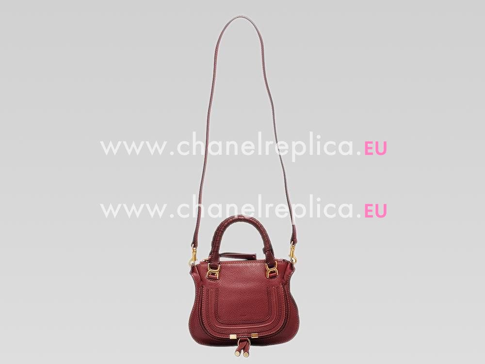 CHLOE Marcie Calfskin Double Handle Bag Maple-leaf Red C471520