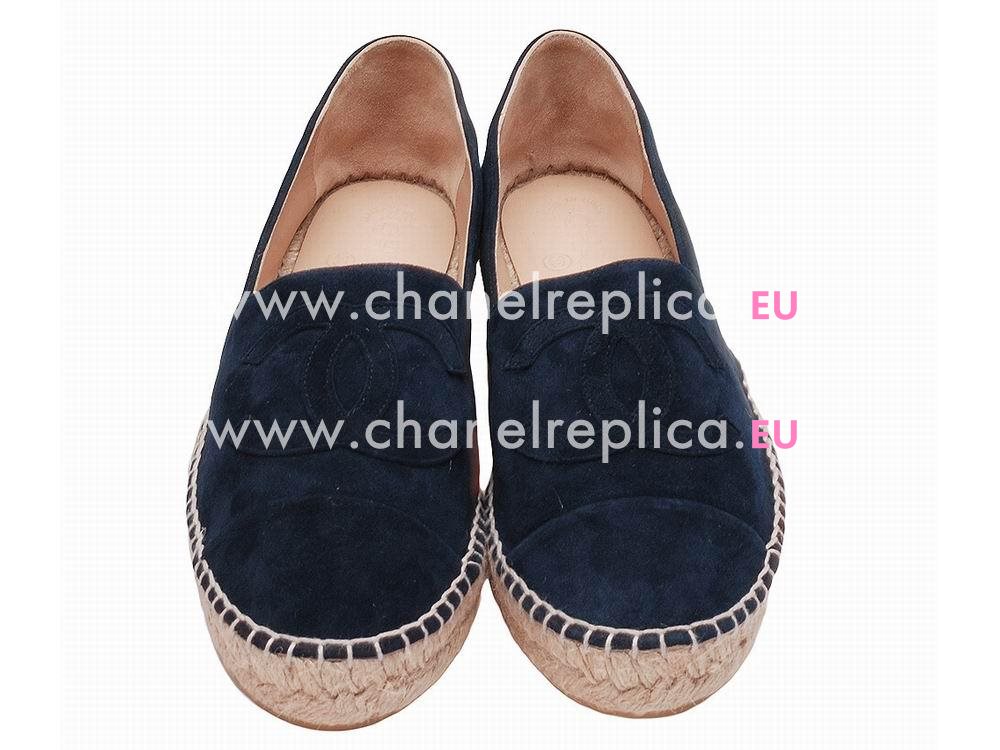 Chanel CC Logo Chamois Espadrilles Penelope Shoes Navy C29762