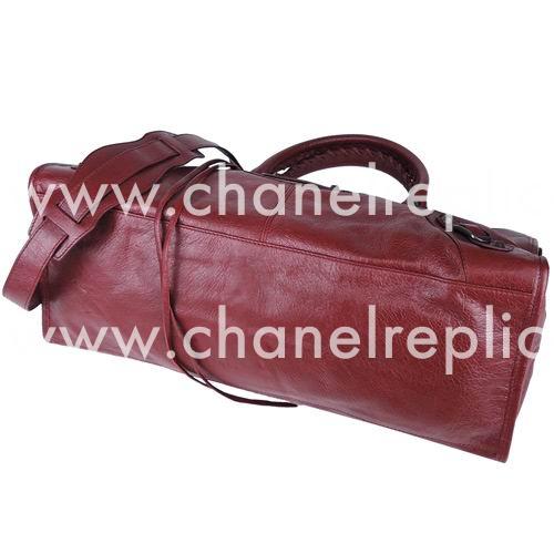 Balenciage Part Time Lambskin Aged Brass hardware Bag Burgundy B2055077