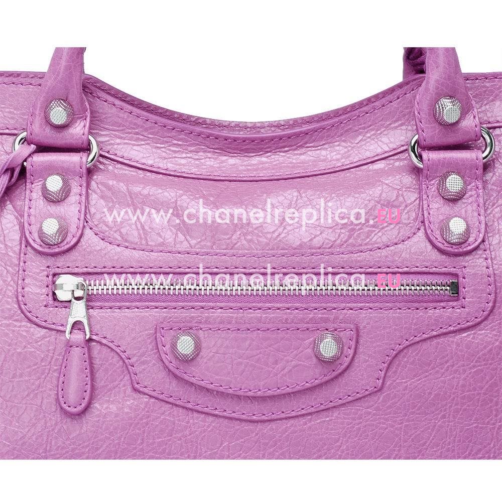 Balenciage City Lambskin Silvery hardware Classic Bag Pink Purple B5598296