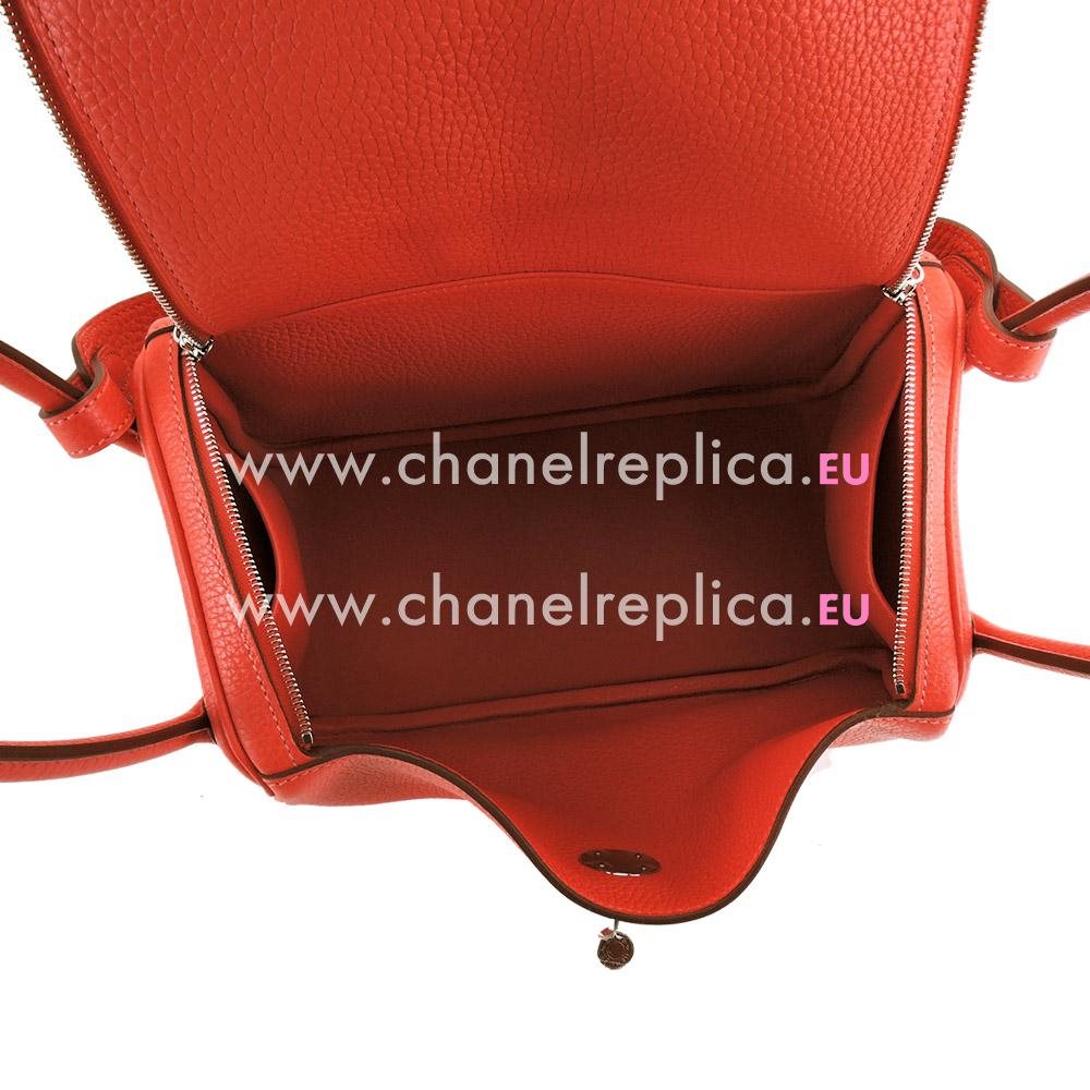 Hermes Lindy 26 Orange Red Clemence Palladium Hardware Bag HL2E8C6