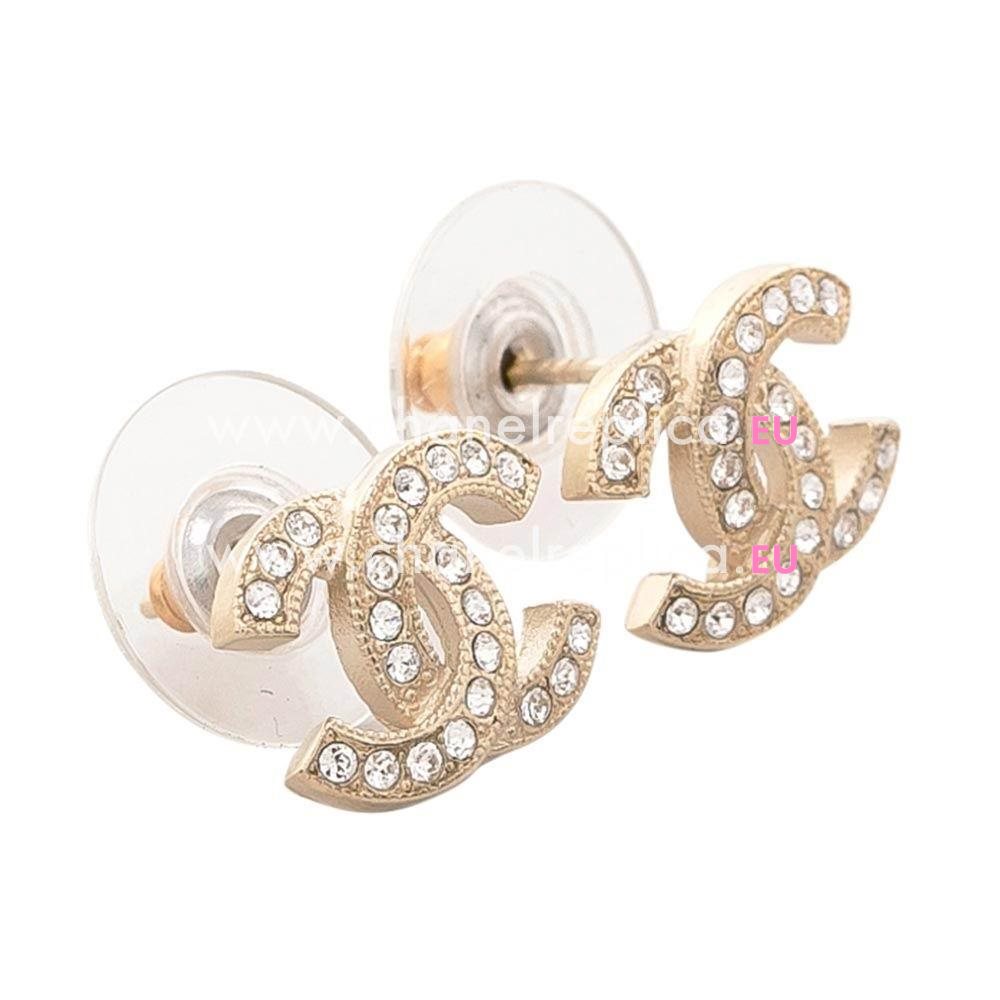 Chanel CC Logo Metal/Crystal Small Earring Gold FA555076
