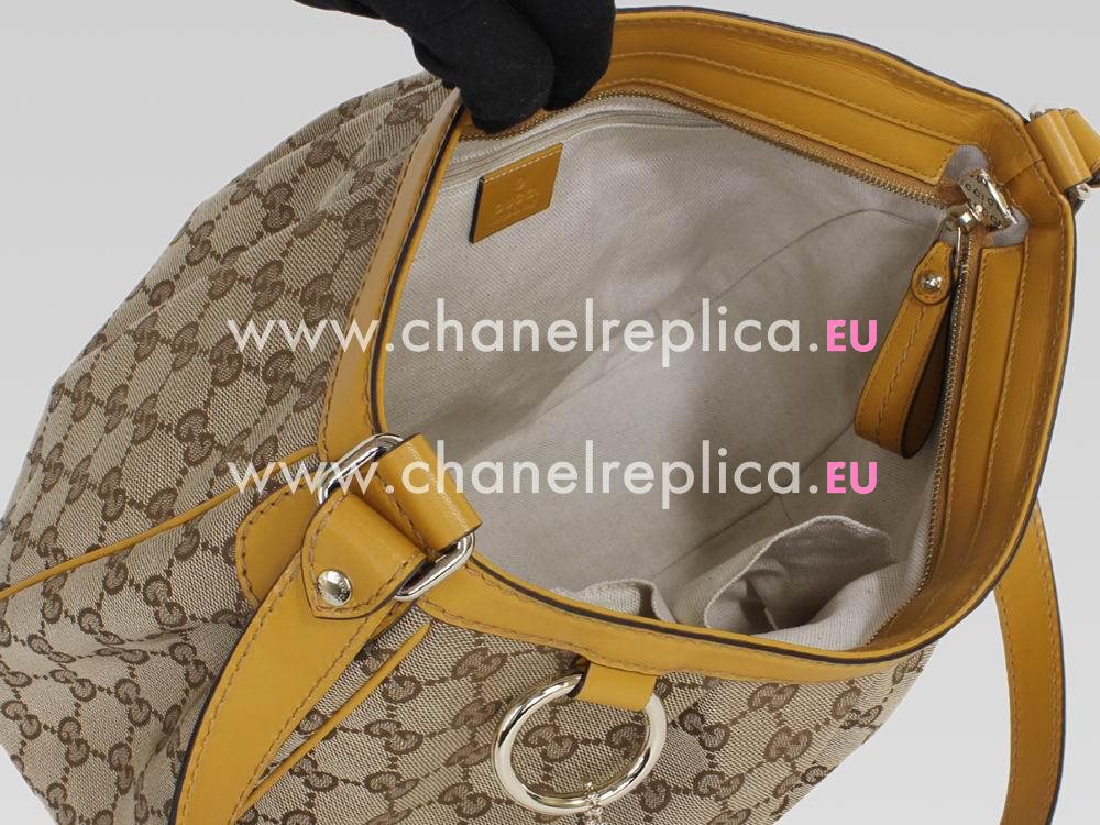 Gucci G-logo Fabric Shouldbag With Sienna Cowhide sides GU455455