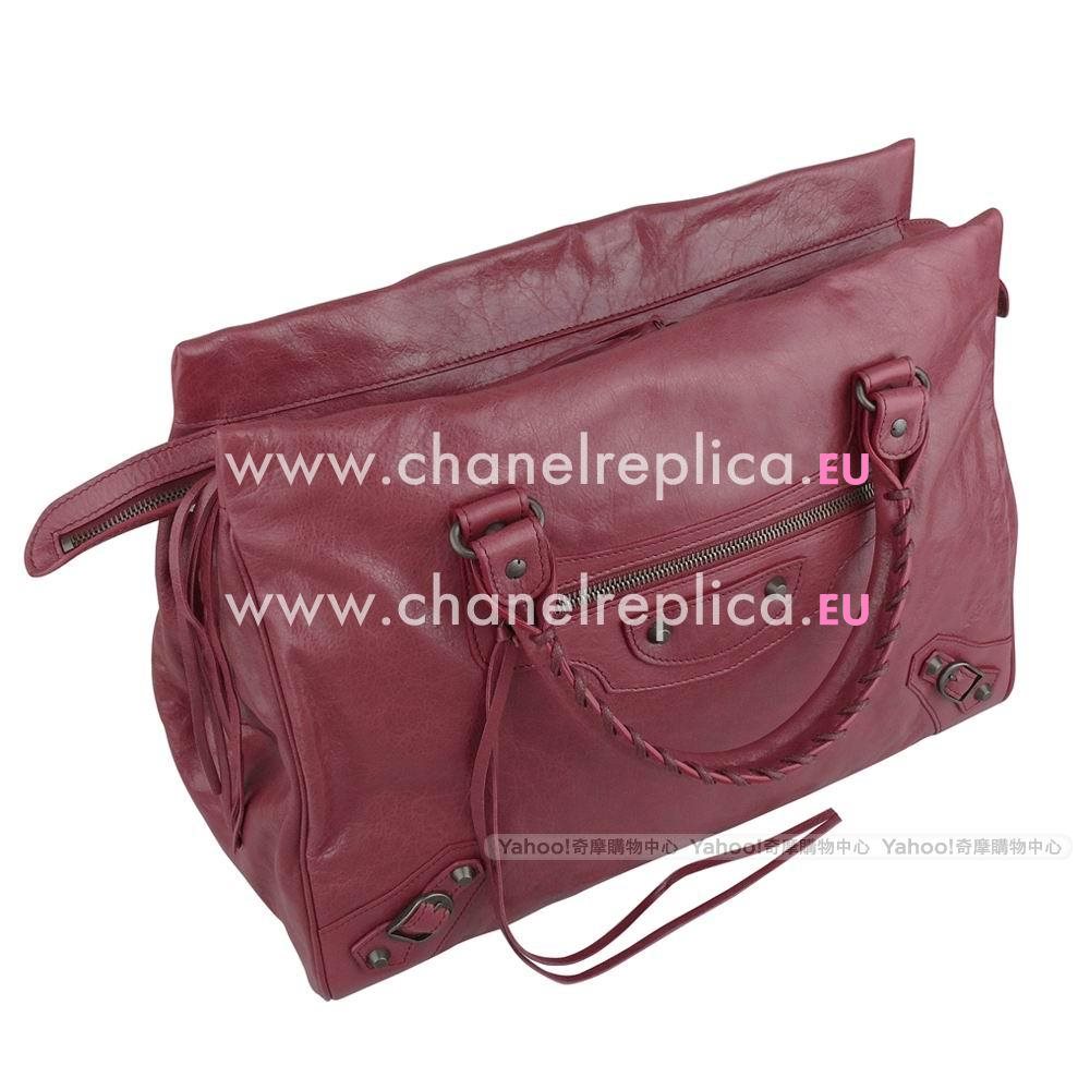 Balenciage Classic Midday Calfskin Aged Brass hardware Bag Burgundy B5086257