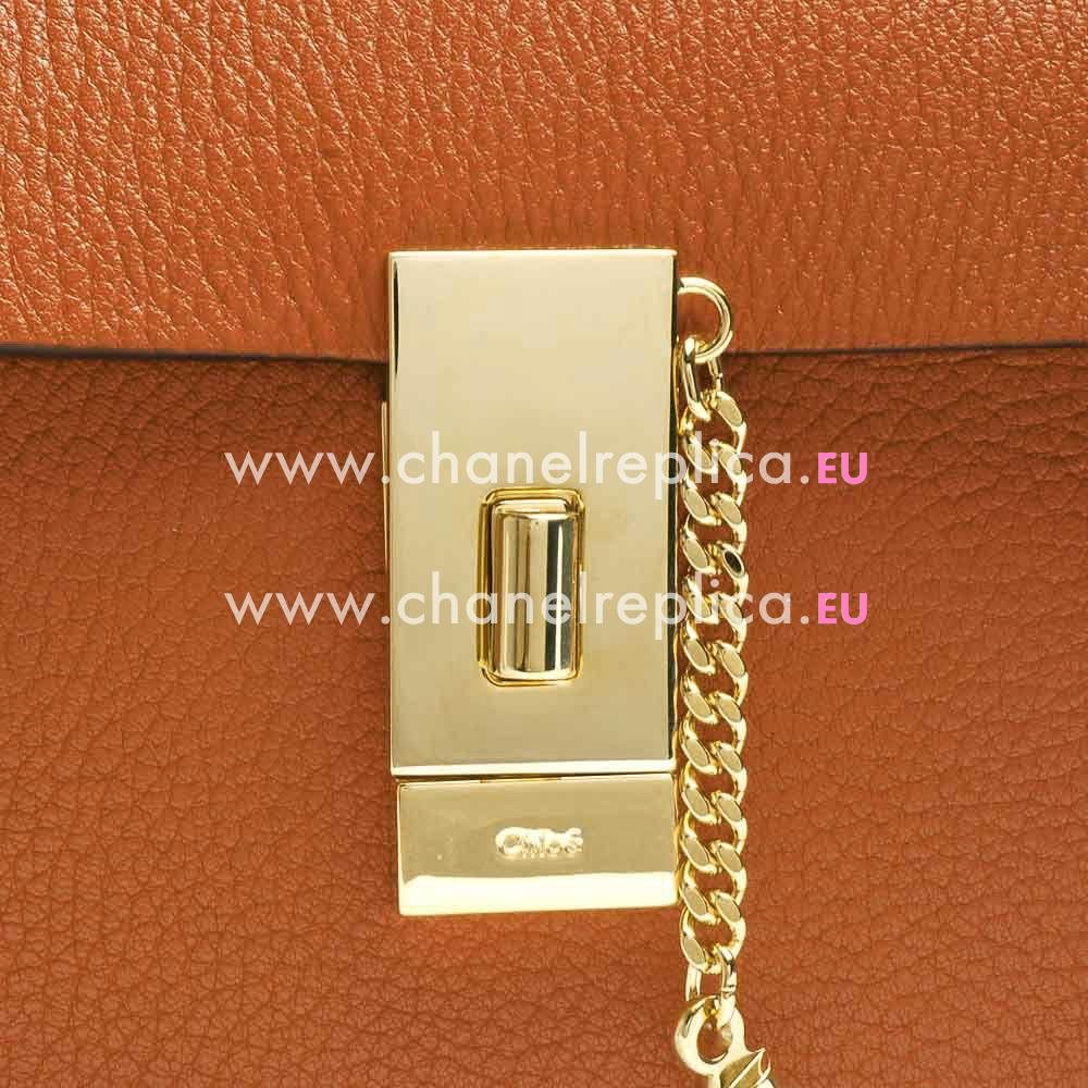 Chloe Drew Grain Caviar Goatskin Leather Golden Chain Bag Brown C55649983
