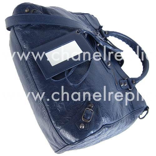 Balenciage Velo Lambskin Aged Brass hardware Bag Deep Blue B2055092