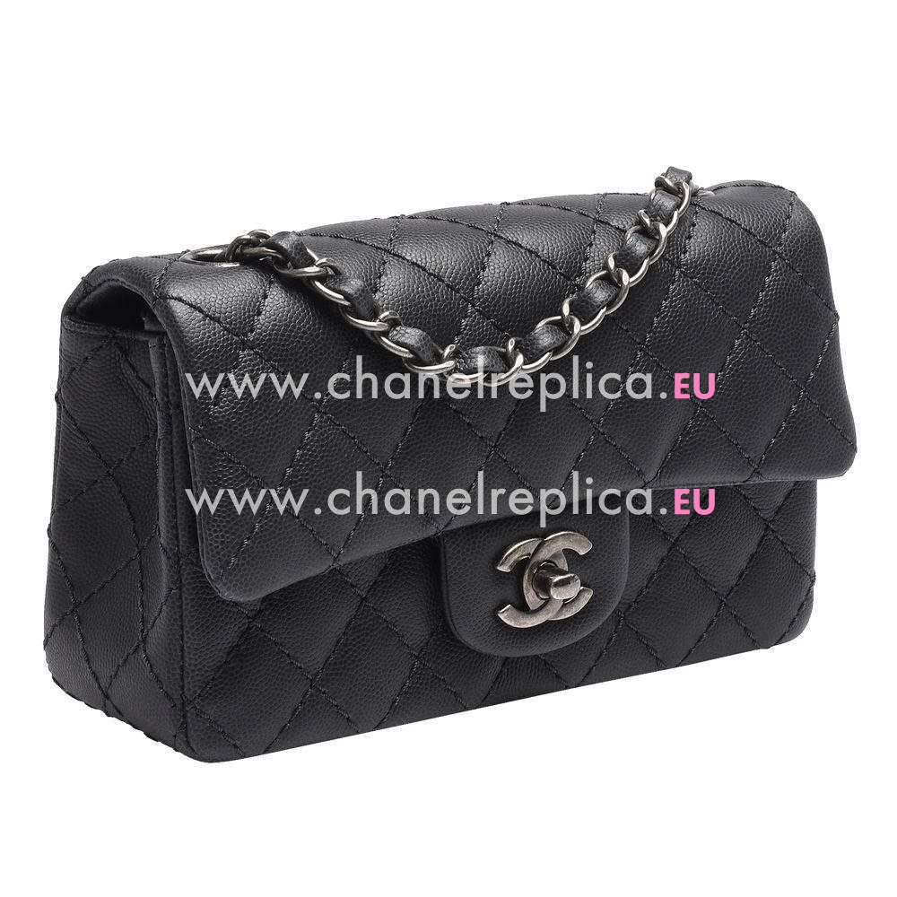 CHANEL Classic Mini Coco Anti Silvery Hardware Rhombic Caviar Calfskin Bag in Gray A557941