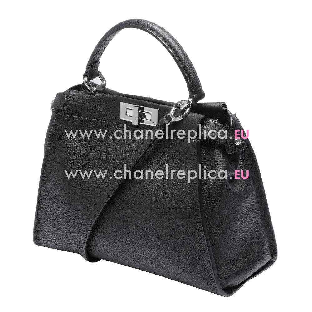 Fendi Classic Selleria Peekaboo Calfskin Handle/Shoulder Bag Black F6120722