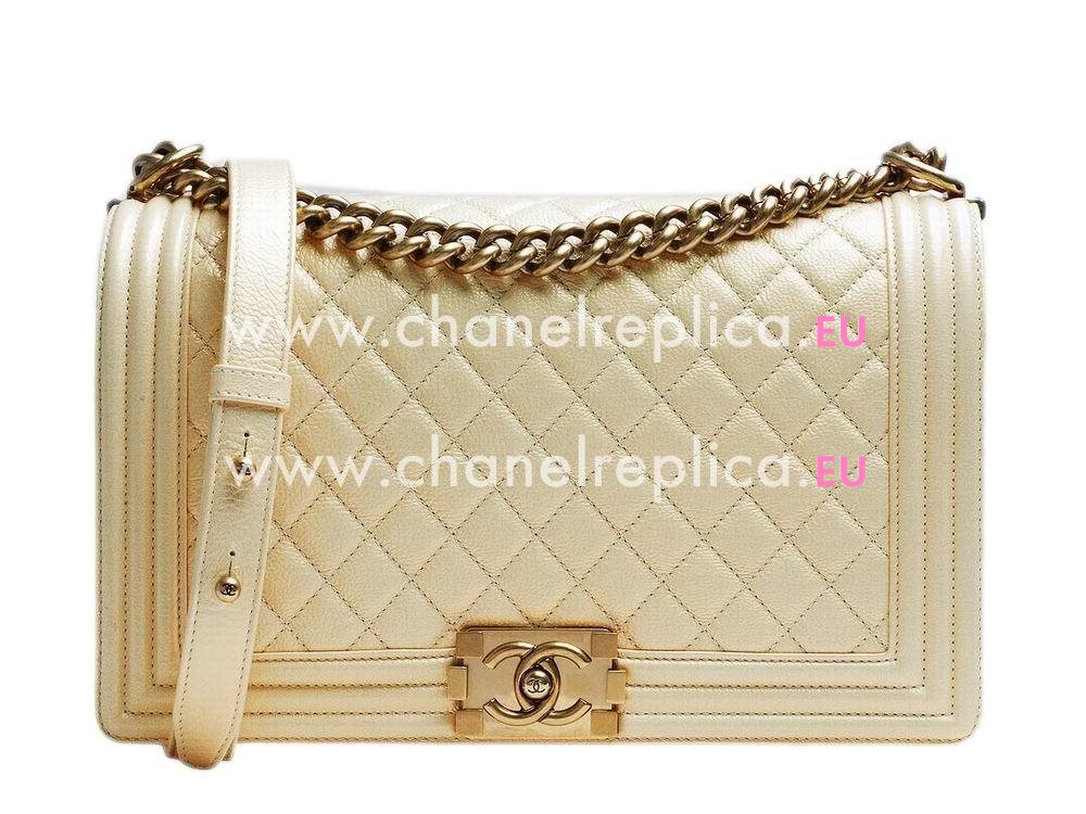 Chanel Caviar Anti-Gold Chain 28cm Boy Bag Light Gold A59473