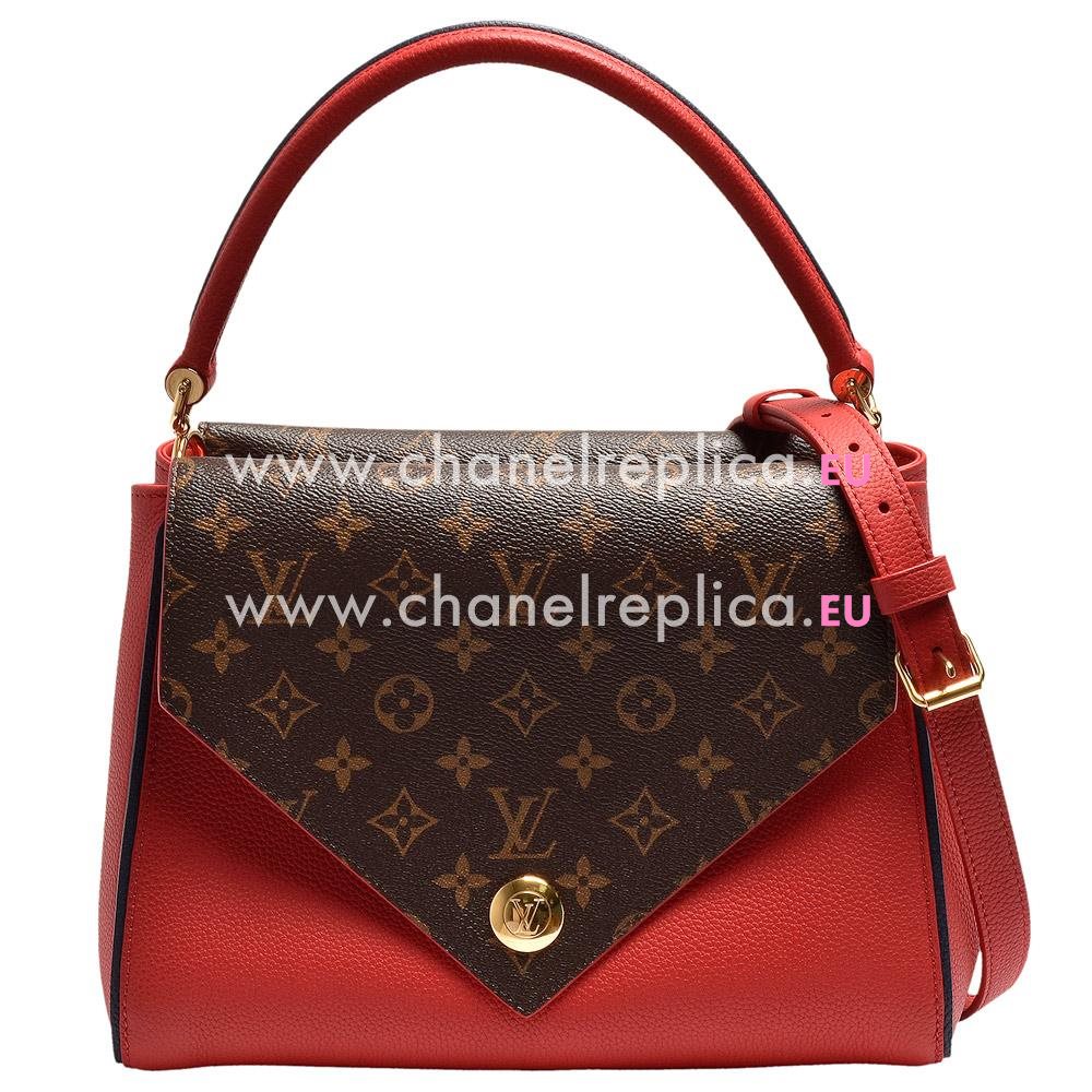 Louis Vuitton Double v calf leather and Monogram canvas Bag M54624