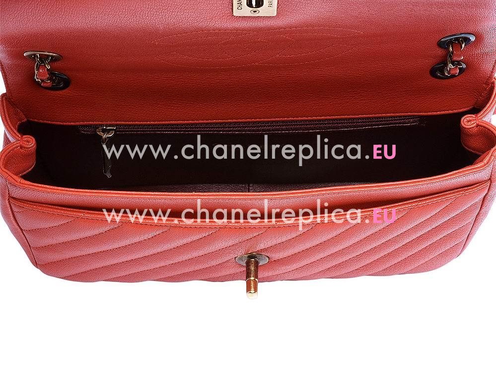 Chanel Calfskin Anti-Gold Coco Bag Orange-Red A896089