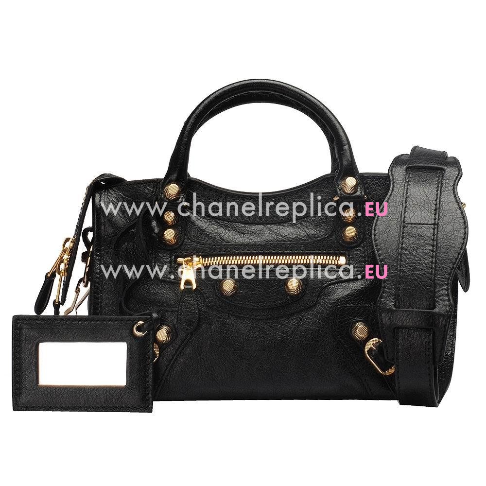 Balenciage City Lambskin Gold hardware Classic Mini Bag Black B2055042