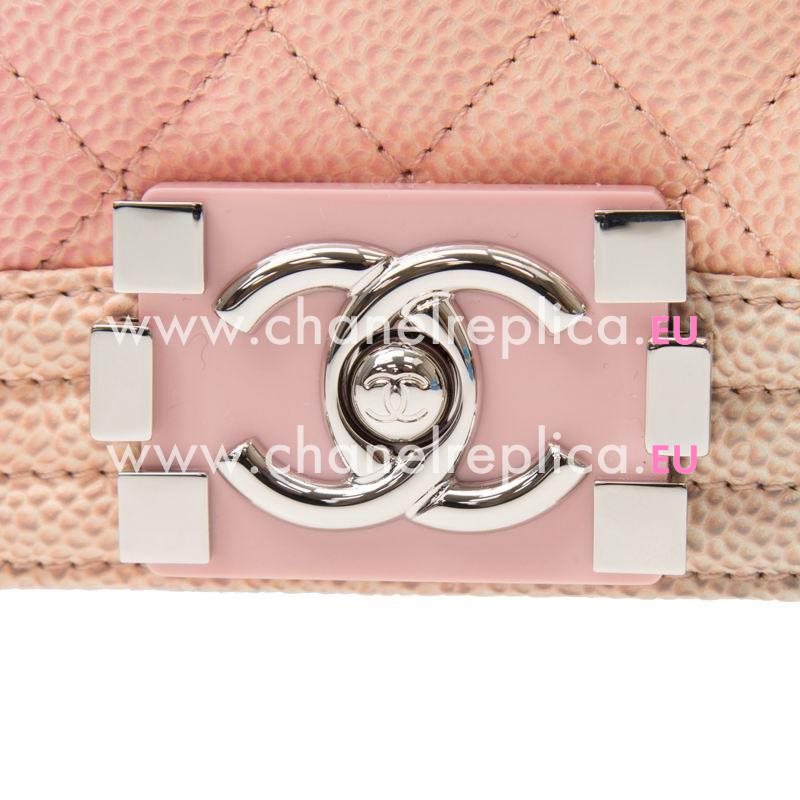 Chanel Pink Calfskin Leather Medium Boy Bag Pink Lock Silver Hardware A67086CMCP