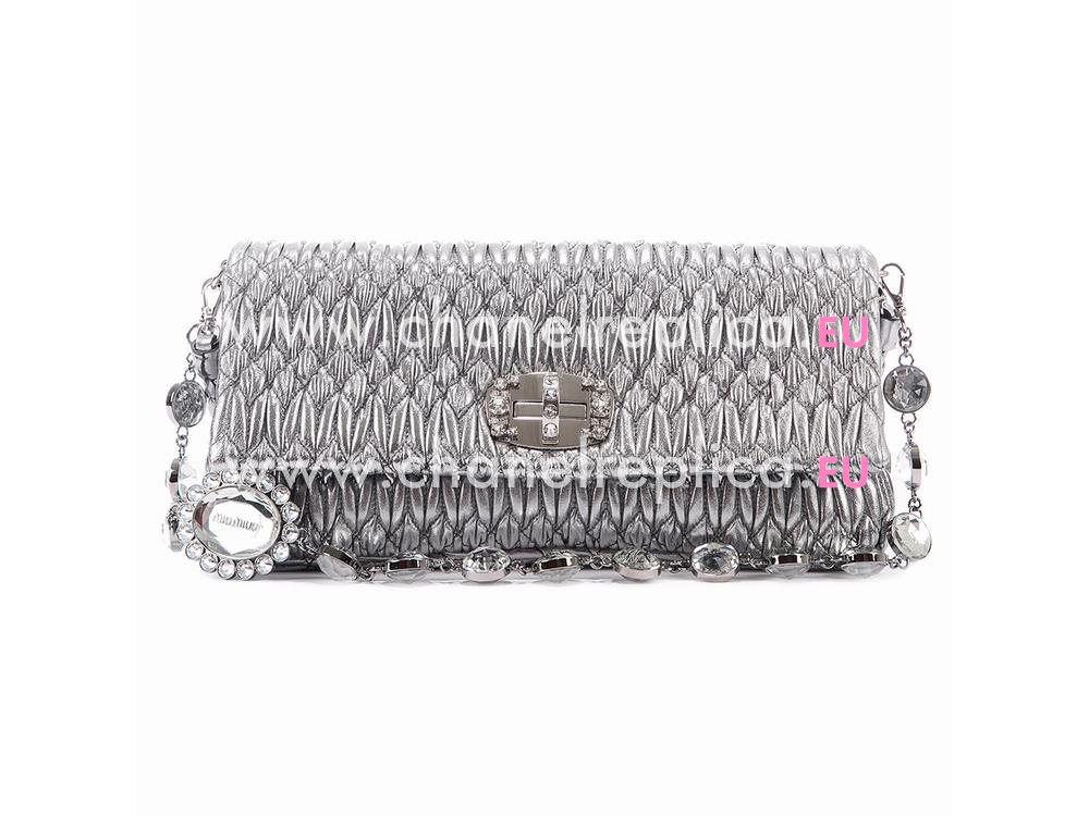 Miu Miu Nappa Crystal Clutch Bag Silver Color RP0233 FVJ F0135