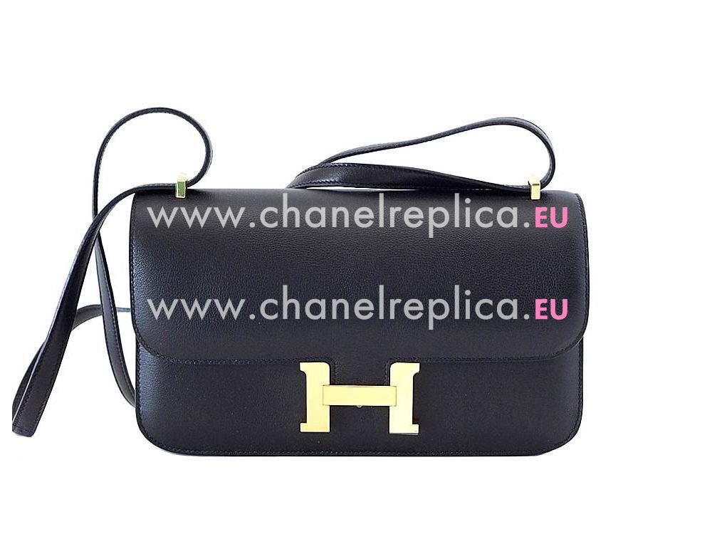Hermes Constance Elan Black Swift Leather Gold Hardware Shoudbag H1018ELA