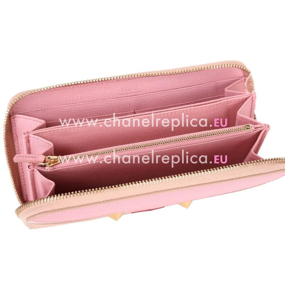 FENDI Qutweet Geometry Calfskin Wallets Pink F5971323