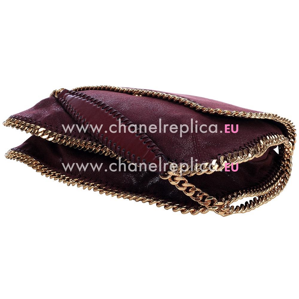 Stella McCartney Falabella Wine Red Flap Shouldbag Gold Silver Chain S729779