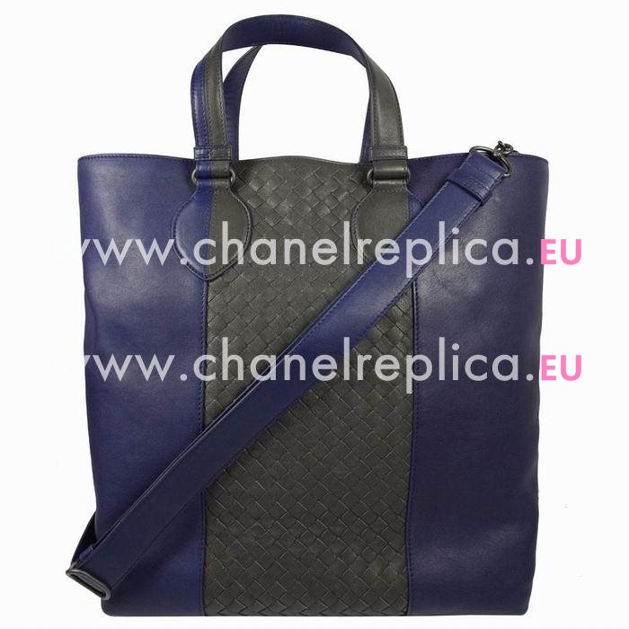 Bottega Veneta Classic Nappa Leather Woven Shop Bag Purple Blue BV7041303