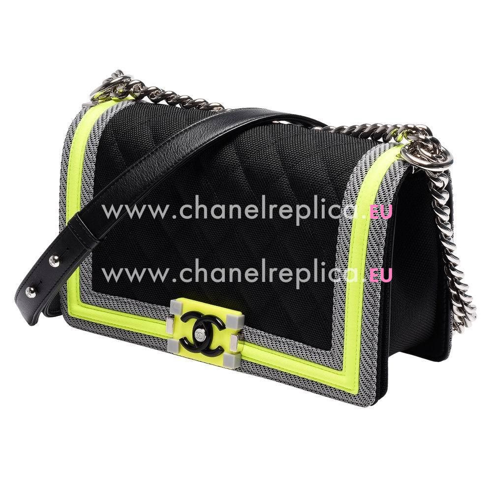 CHANEL Classic Boy Rhomboids Caviar Calfskin Shoulder Bag Black C7071703