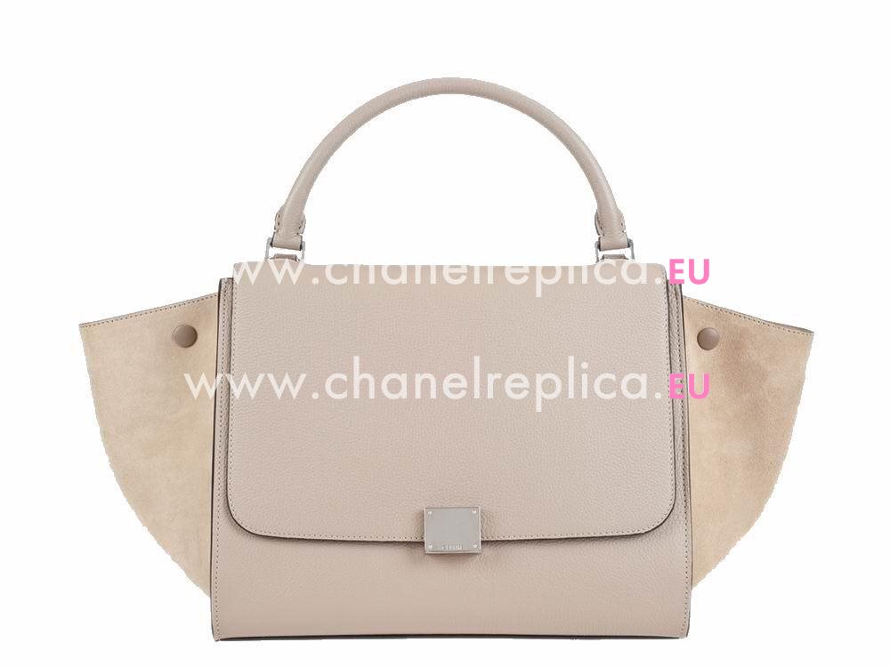 CELINE Medium Calfskin & Chamois Luggage Milk Tea CE486585