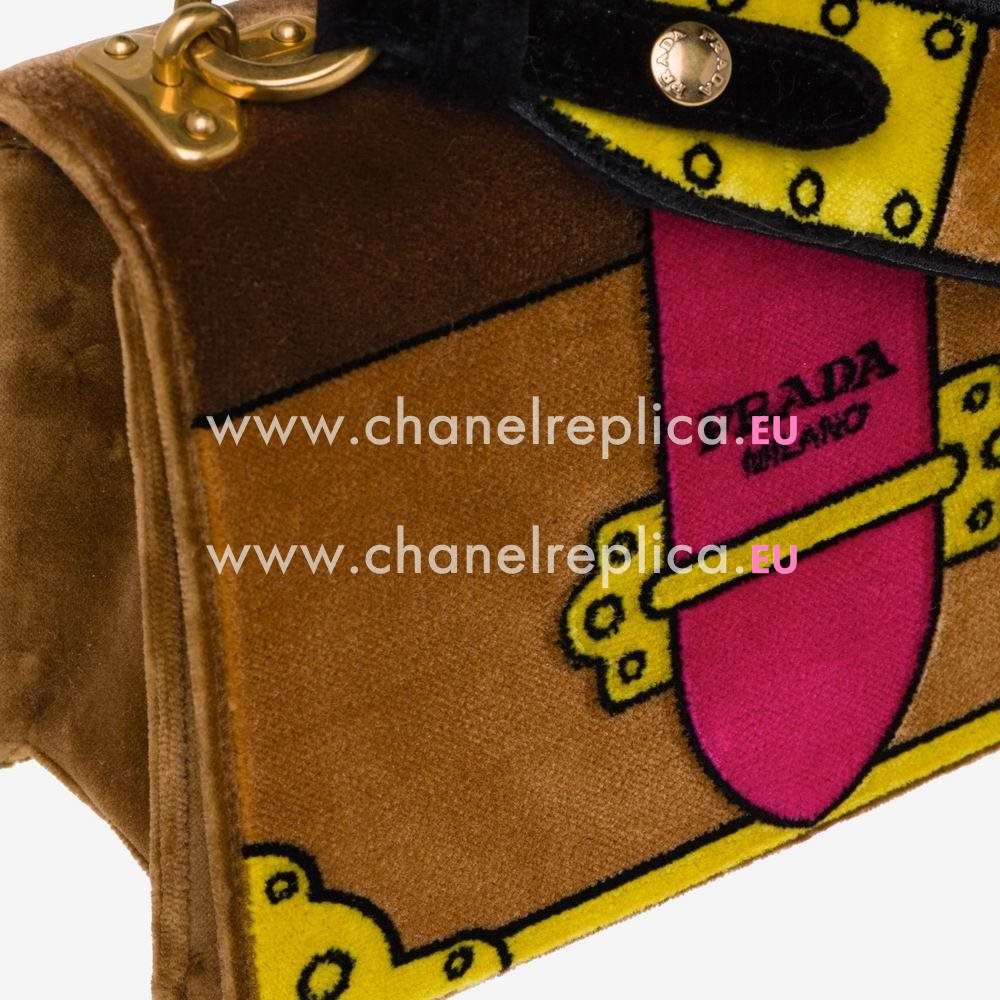 Prada Velvet Embroidered Shoulder Bag 1BD075_2BLF_F0040