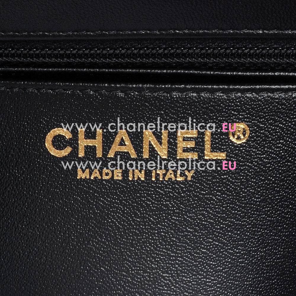 CHANEL Classic Gold Hardware Rhombic Lambskin Bag in Black A759743