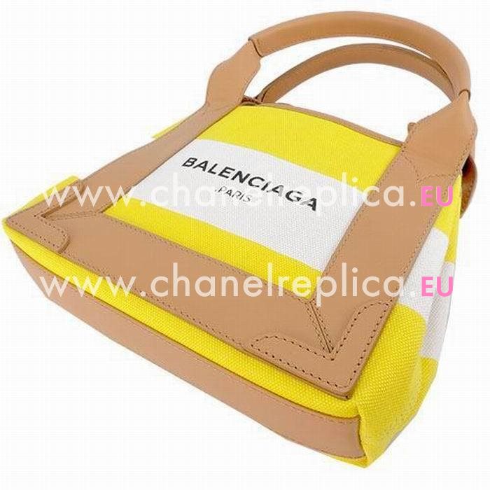 Balenciaga Navy Cabas XS Canvas Bag Yellow B6112205