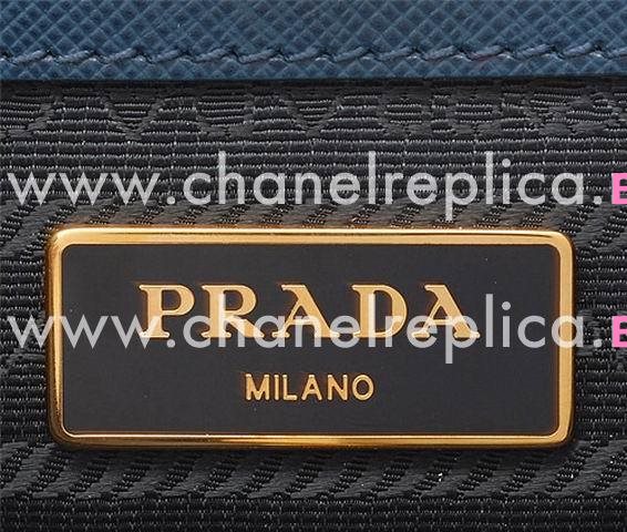 Prada Saffiano Lux Triangle Logo Cowhide Shouldbag Navy Blue PR45049