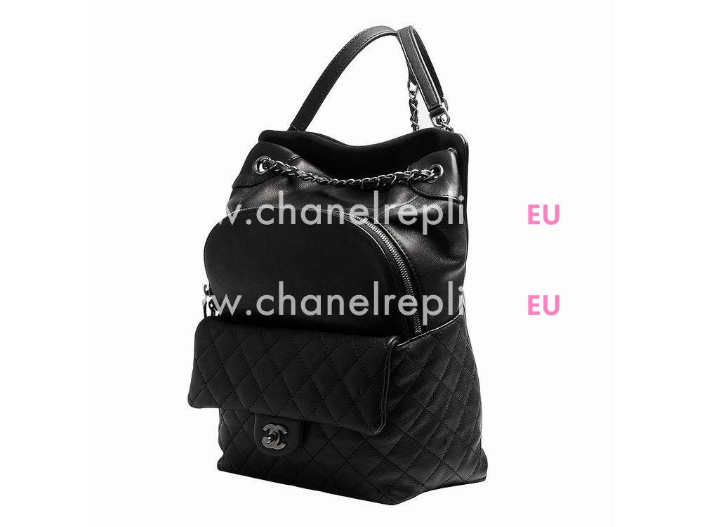 Chanel 2015 Fall Winter Anti-Calfskin Packbag In Black A59888