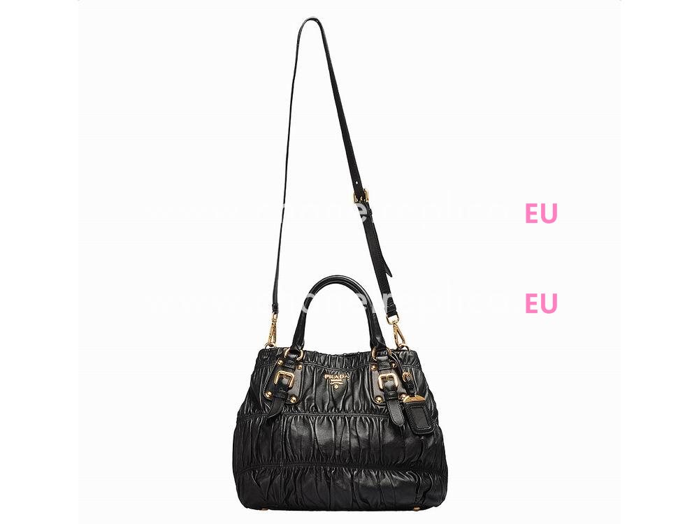 Prada Nappa Tessuto Gaufre Large Bag In Black PR531810