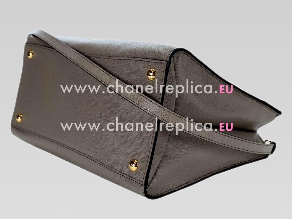 Prada Saffiano Lux 2013 Winter Triangle Logo Handbag Gray P467349
