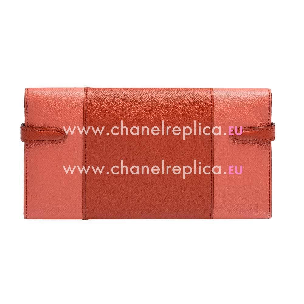 Hermes Flag Epsom Cowhide Kelly Long Wallet Pink Orange H6111202