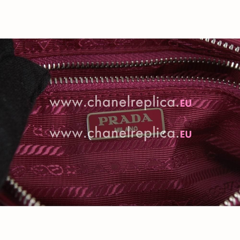 Prada Teaauto Saffiano Classic Triangle Logo Nylon Chain Handle/Shoulder Bag Peach PR6101904